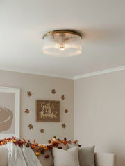 Bravira Elegant Ribbed Glass Flush-Mount Ceiling Light – Modern Low-Profile Fixture for Bedroom